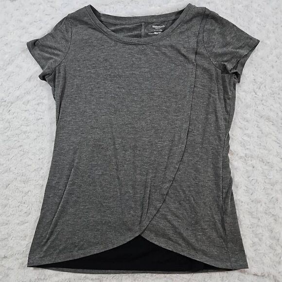 Motherhood Maternity Nursing Top Gray Black Womens Small - Picture 1 of 8